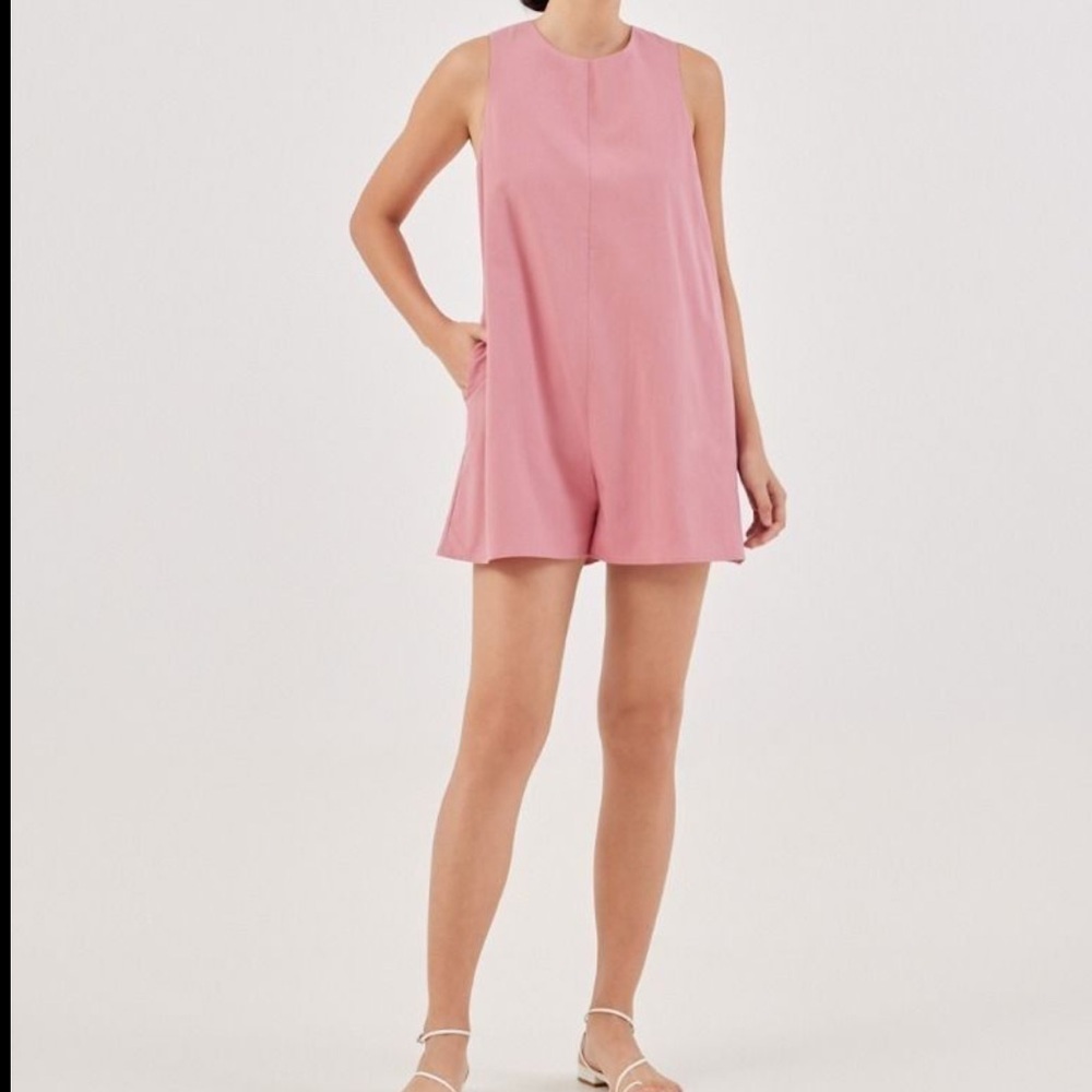 Love Bonito Pink Bow Back Sleeveless Romper LB S UK‎ 8 US 4